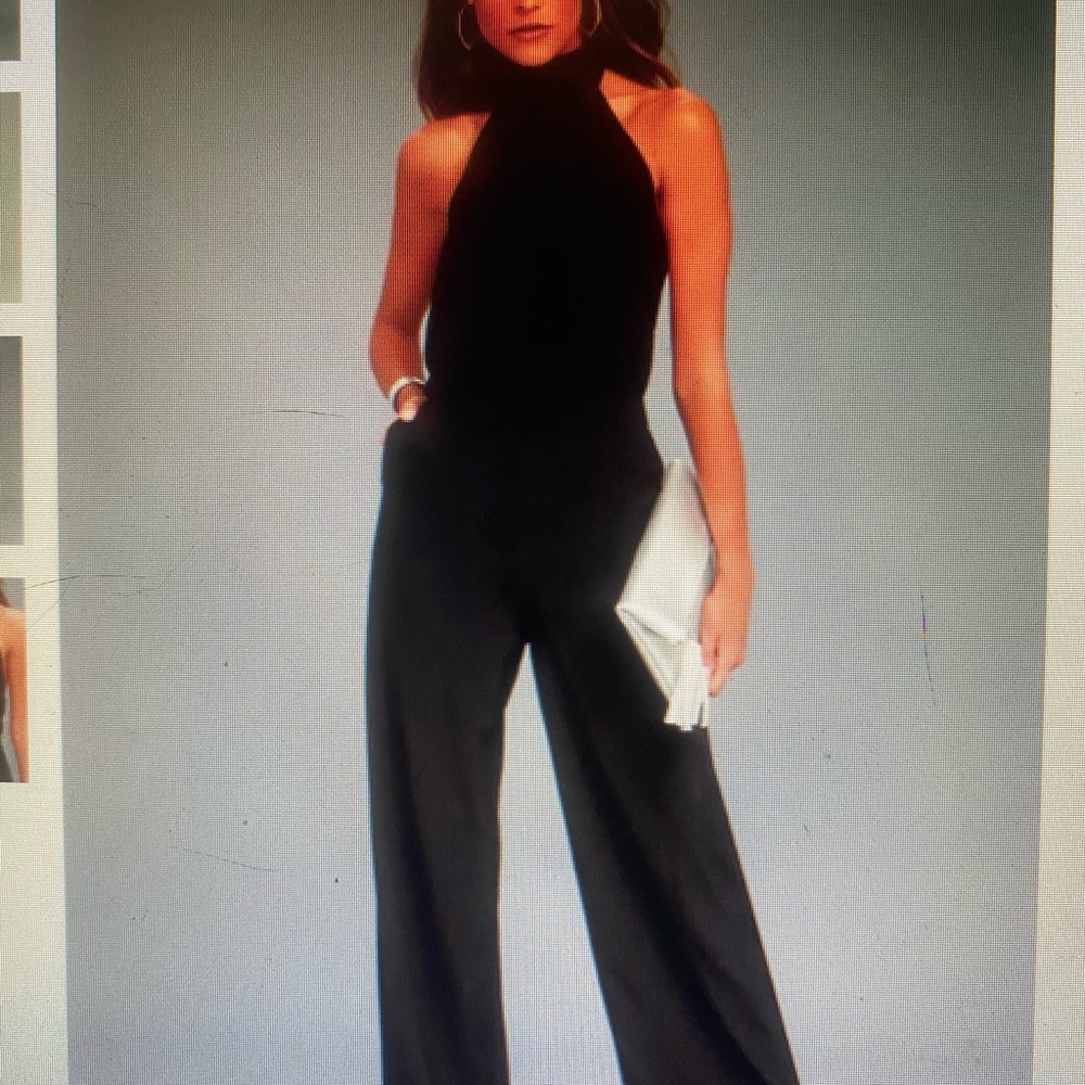 Lulus NWT black Moment for Life Halter Jumpsuit